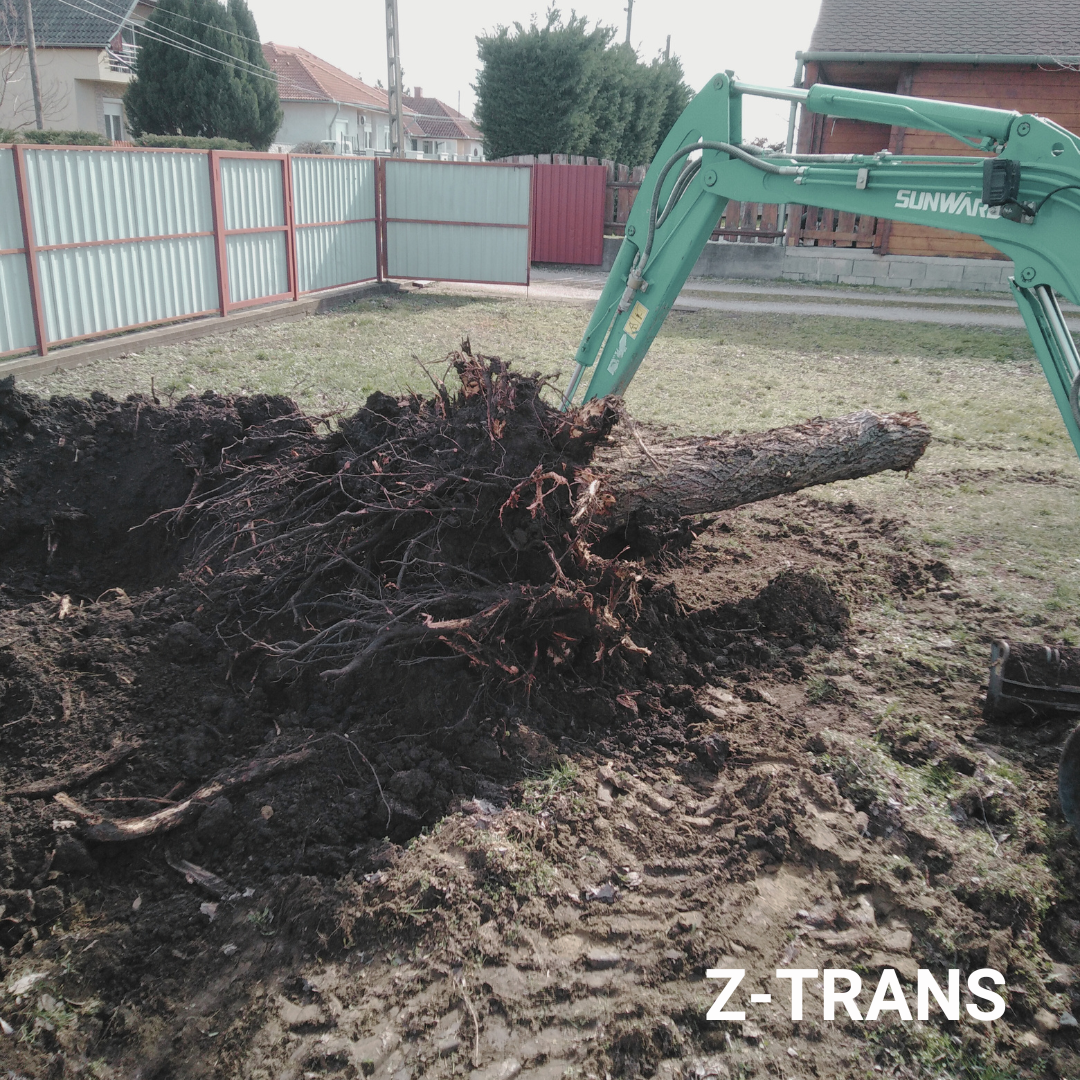 gépi földmunka, gyökérkiszedés, tuskókiszedés, ágdarálás, ágszállítás, fűkaszálás